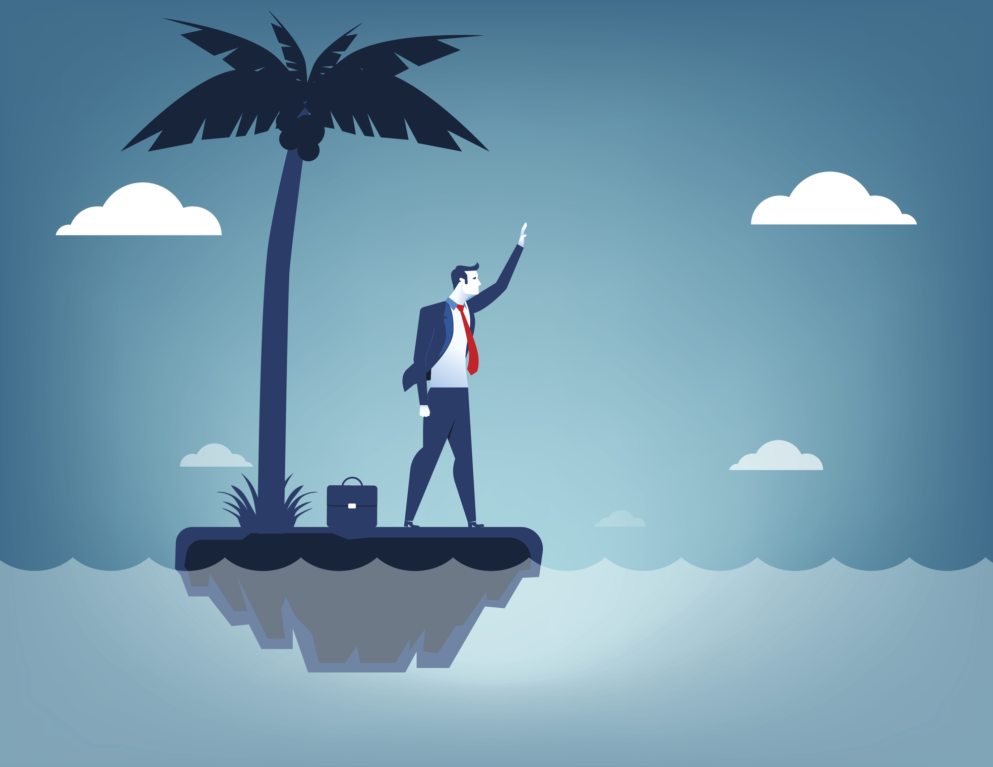 Businessman on an island.